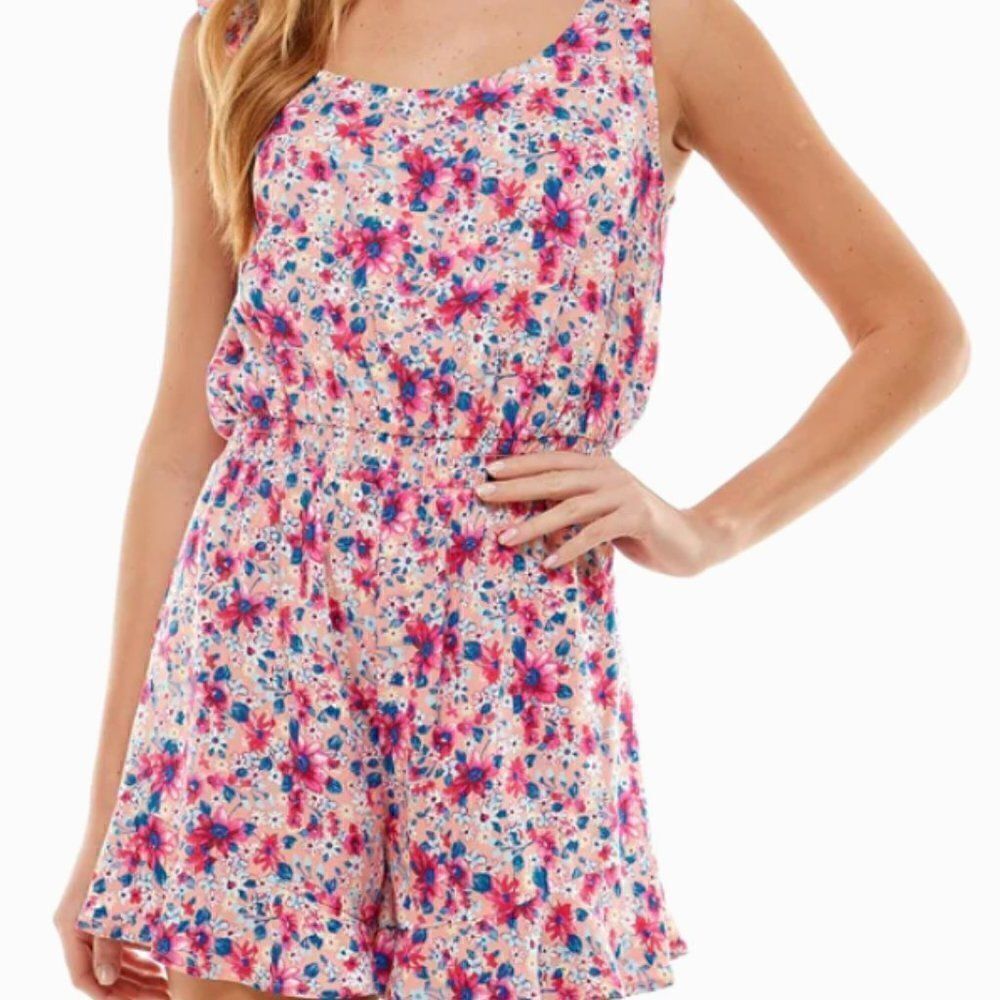 BeBop Womens Juniors Floral Print Sleeveless Romper Size XL